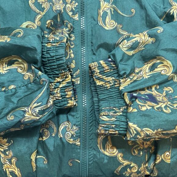 Slade Vintage 80’s Windbreaker Track Jacket Size XL Green & Gold Pattern - Picture 5 of 6
